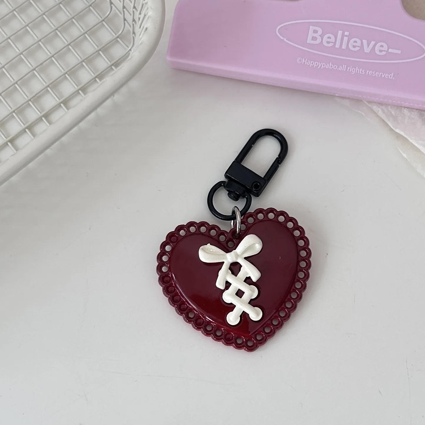 

Y2K Bow Keychain 2025 - Love Heart Bag Charm, Girl School Accessories Satin Ribbon Lanyard for Teen Gift