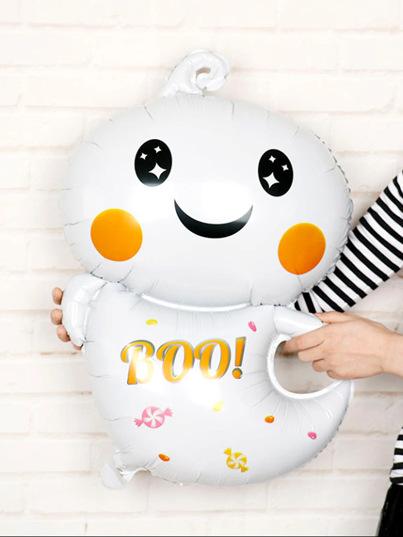 مجموعة بالونات من فيلم الألومنيوم الشبح الأبيض اللطيف مكونة من 3 قطع - مناسبة لمستلزمات تزيين حفلات الهالوين، وديكور رعب الأشباح #6