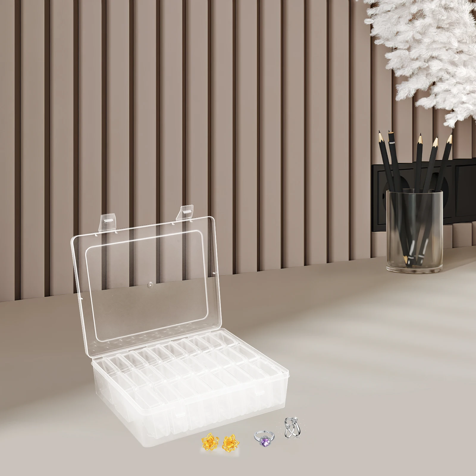 

1 set 1 Set Transparent Crafts Storage Box Large Capacity Beads Organizer For Jewelry Desktop Travel Clear Keepsake Transparent