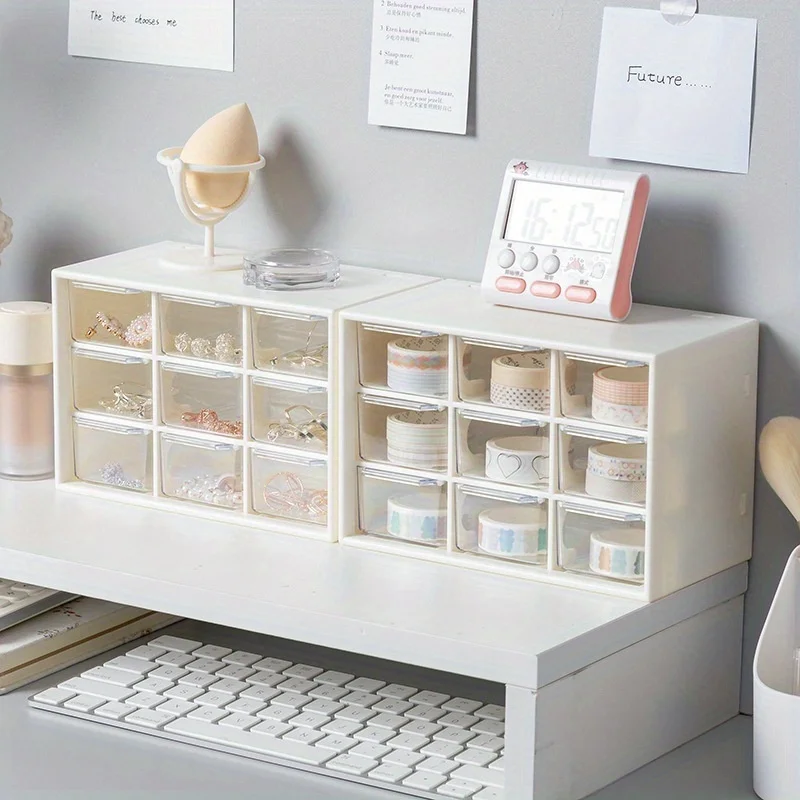 organizing box creative 9 compartment storage box transparent drawer type desktop storage