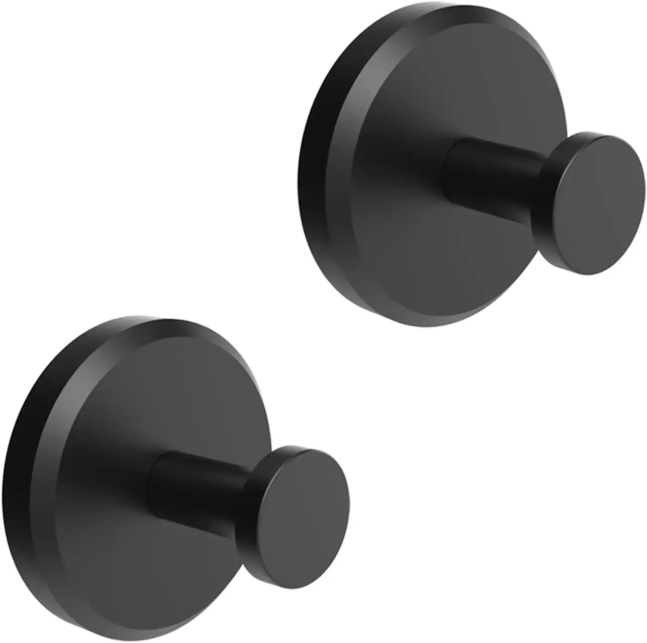 2PCS Black Stainless Steel Suction Cup Hooks No-Punch Bedroom Coat Hooks & Scandinavian Bathroom Nail-Free Hanging Hooks