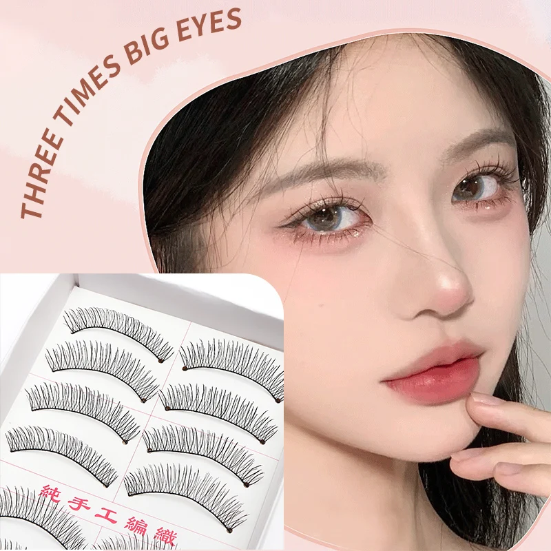 DINGSEN 10 Paar Natürliche Lange Wimpern für Make-up Weiche Kurze Vollstreifen-Wimpern Koreanische Handgefertigte 3D Beste Falsche Wimpern – Detail 2
