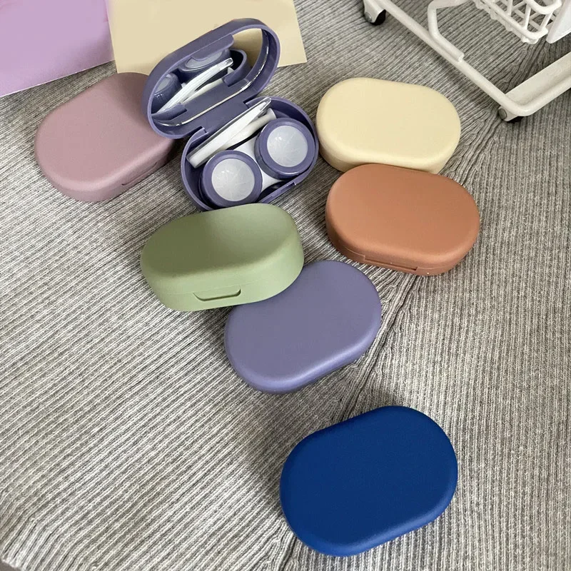 Frosted Contact Lens Case Mini Portable Travel Storage Box for Colored & Prescription Lenses  Matte Cosmetic Lens Holder Case