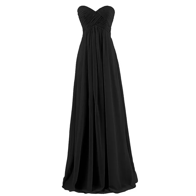 Una línea De gasa plisada elegante sin tirantes Sweetheart vestidos De dama De honor fiesta De boda noche Formal vestido De graduación con cremallera