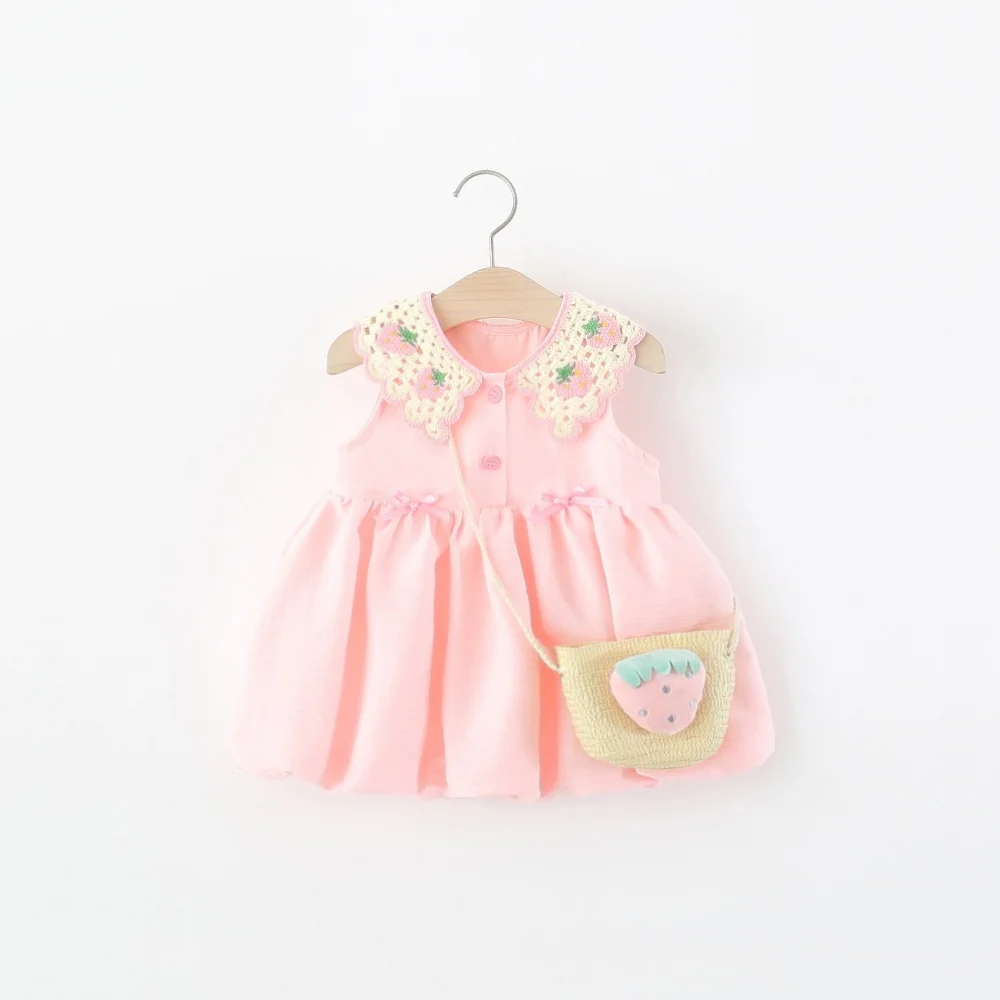 Baby Girls' Dress Summer Strawberry Cute Sleeveless Girls' Dress Sweet Cotton Beach Baby Dress Baby Girl Clothing ﻿