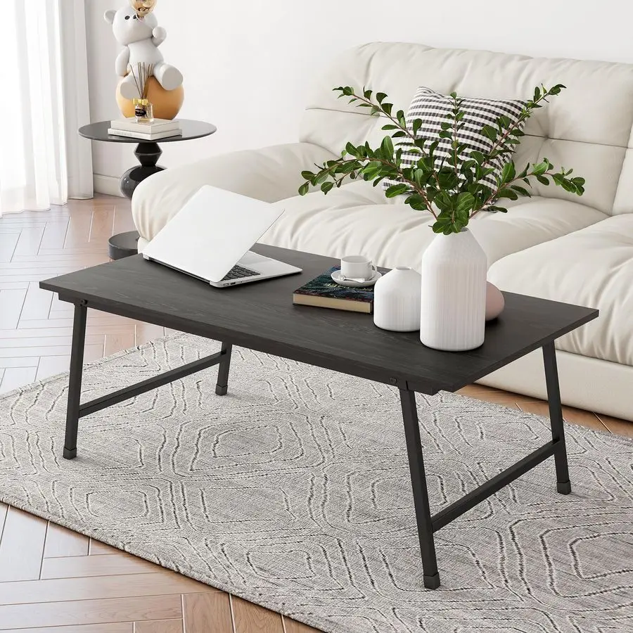 

Coffee Table Foldable,Center Tables Modern Style, Industrial Wood Tabletop and Metal Frame, Accent Furniture for Home Office, L