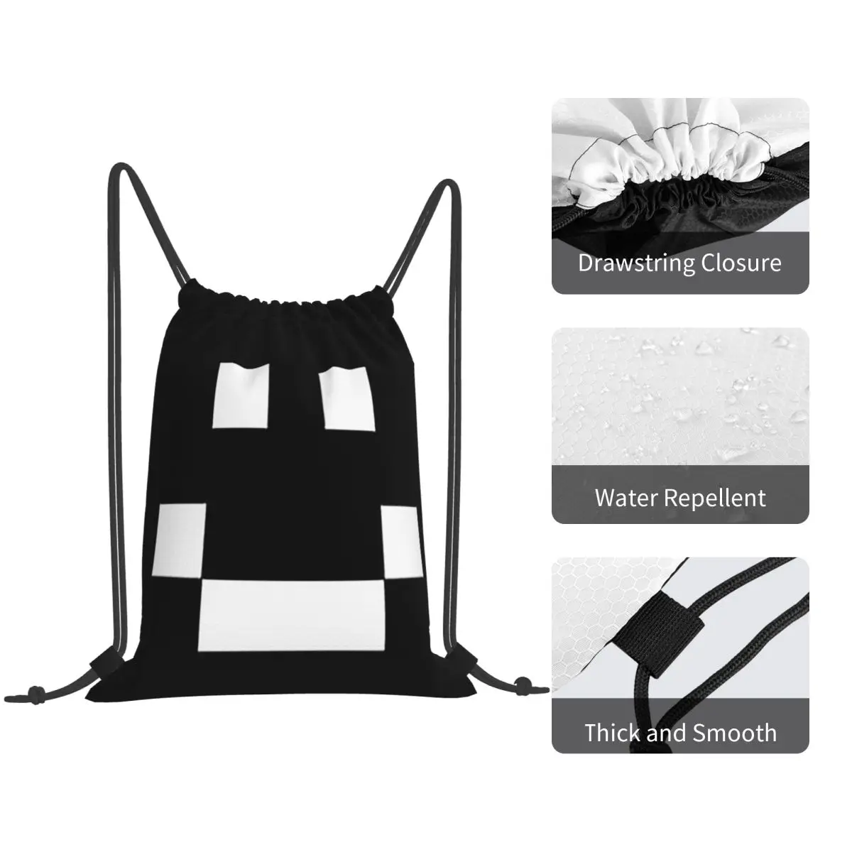 Quackity Merch Smile Logo Backpacks Multi-function Drawstring Bundle Pocket Storage Bag Book Bags for Man Woman Students