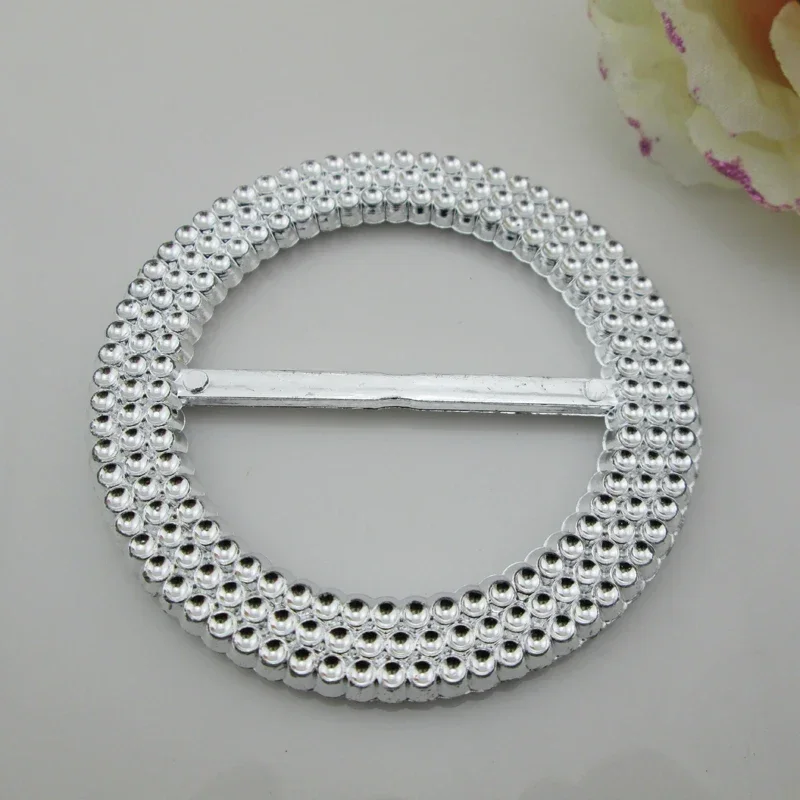 10pcs Triple Round Acrylic Buckle Silver For Sewing Costume Craft