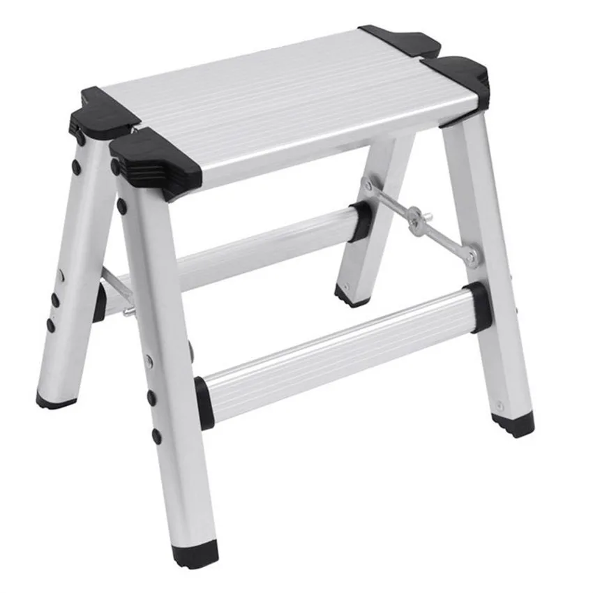 Aluminium Platform 2-Step Tool Folding Ladder Maximum 150KG Load Anti Slip Safety Double-sided 