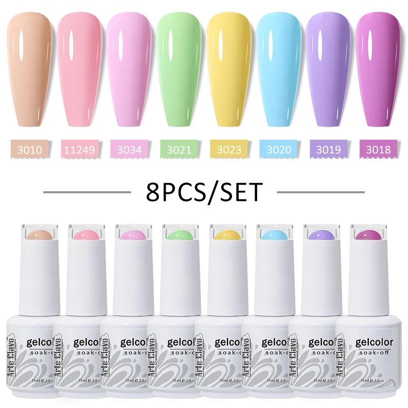 Arte Clavo 4/6/8/10 Stück Weihnachts-Gel-Nagellack-Set Glitzer Winter 411 Farben UV LED Nail Art Gel Semi Permanent Base Top Coat