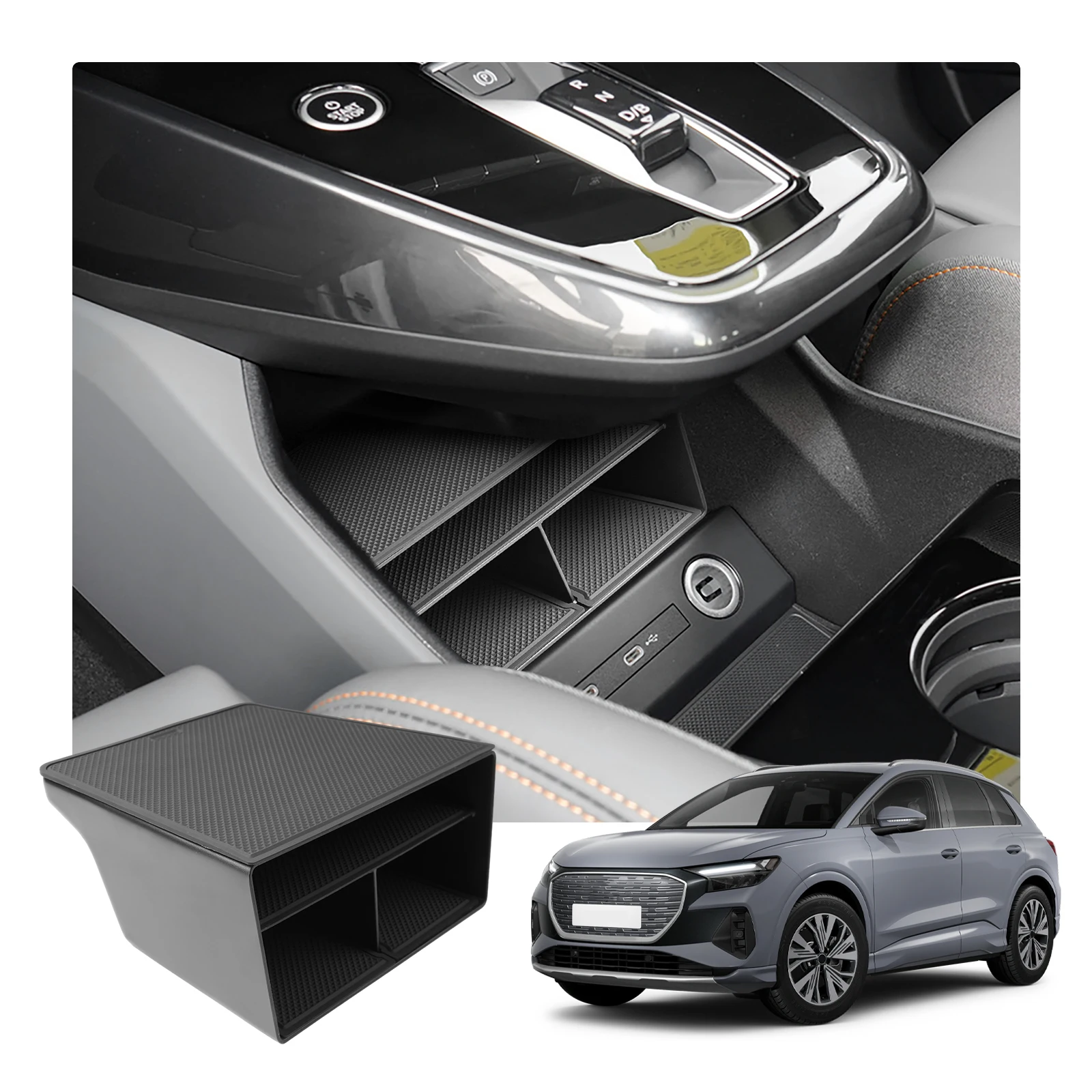 RUIYA für Audi Q4 e-tron EV 2021-2026 Auto Mittelkonsole Armlehnenbox Aufbewahrung Auto-Innenraum Audi Q4 e-tron 2026 Zubehör
