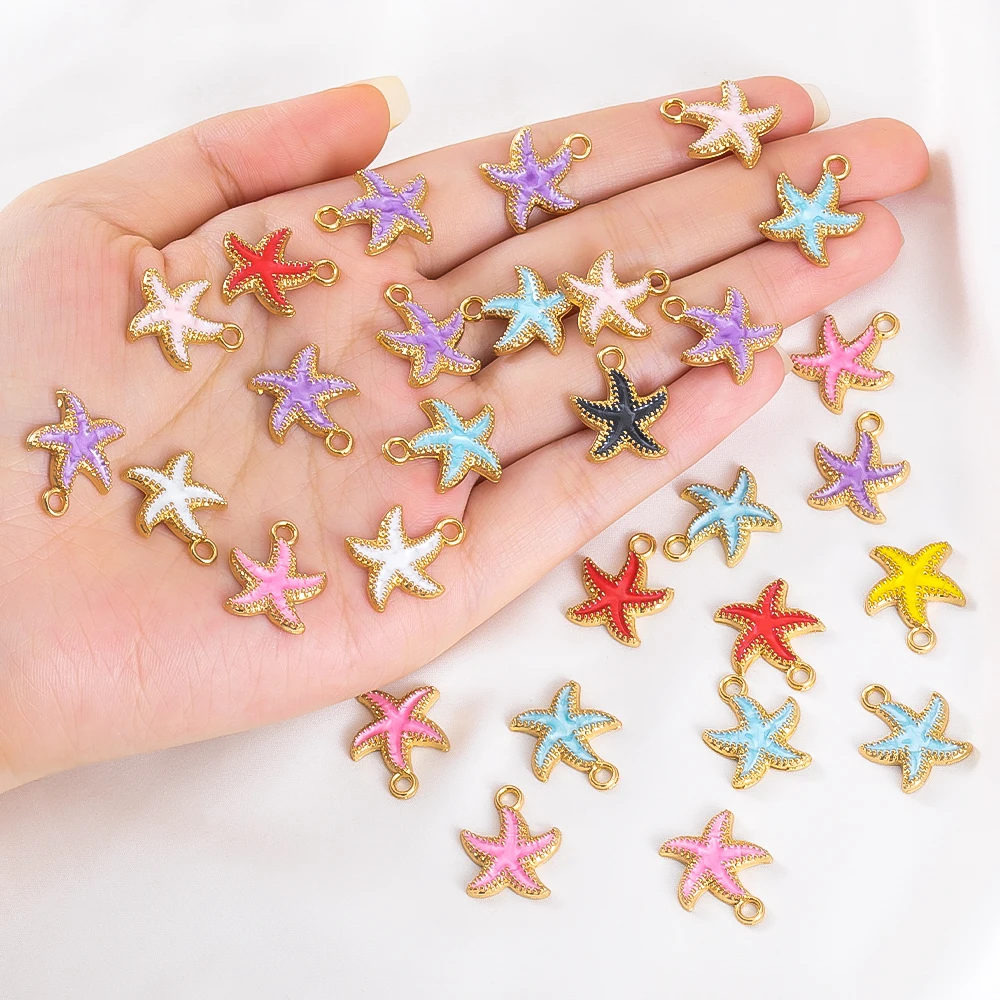 Wholesale 10pcs Enamel Starfish Pendant Oil Dripping Charms Alloy Pendant for DIY Necklace Bracelet Jewelry Accessories Findings image 4