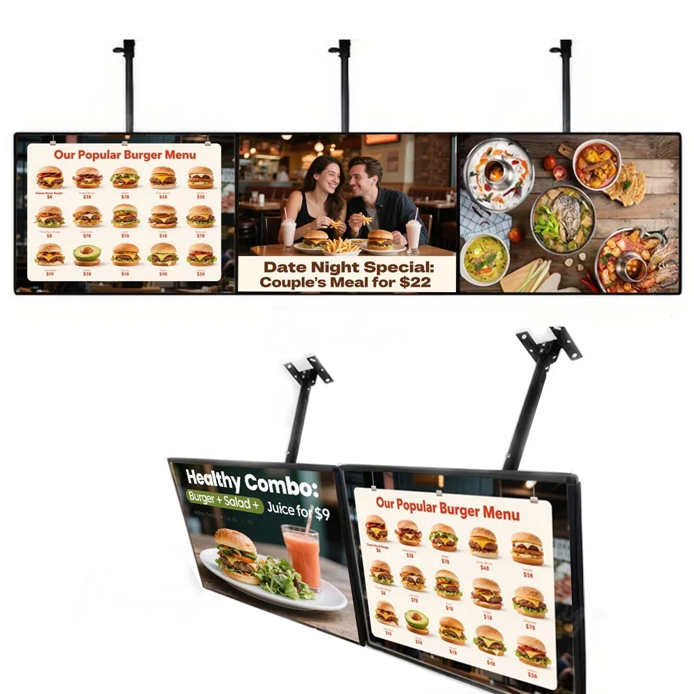 Custom LED Light Box Sign Backlit Menu Board Illuminated Poster Display Ultra-Thin Poster Hanging Sign Restaurant Burger Shop
