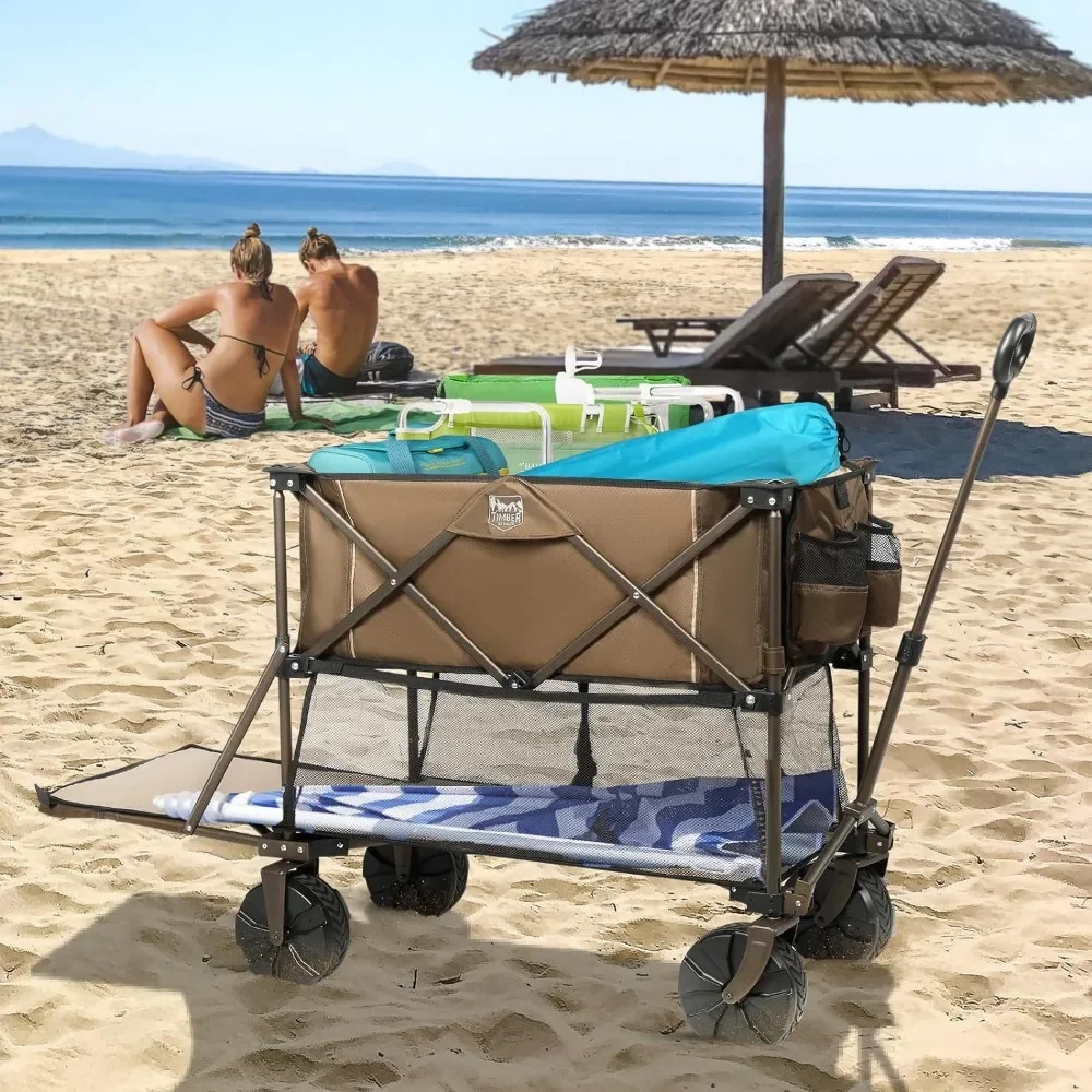Camping Trailer 400L Large Capacity Folding Double Decker Wagon Heavy Duty Cart Shopping Trolley for Tools Trolley With Wheels