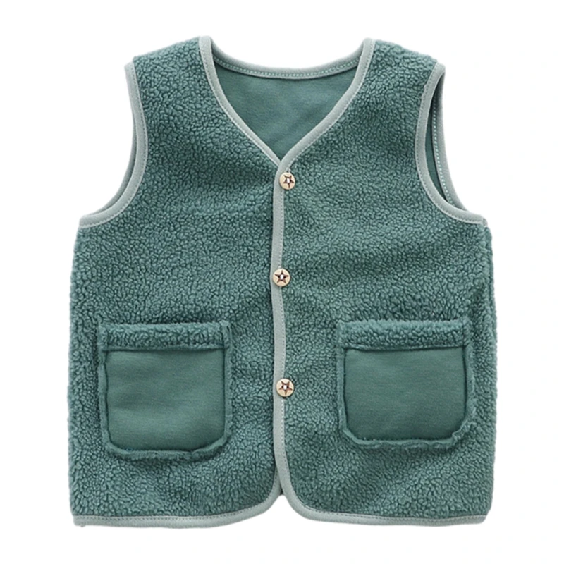 0-1 Years old Child Plush V-neck Sleeveless Cardigan Vest Baby Boys And Girls Warm Home Bottom Vest Coat