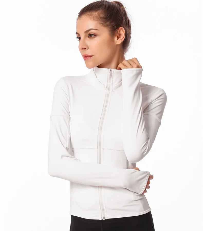 Chaqueta de cuello alto para mujer, abrigo deportivo de manga larga con cremallera, Top de entrenamiento Delgado, otoño e invierno, novedad