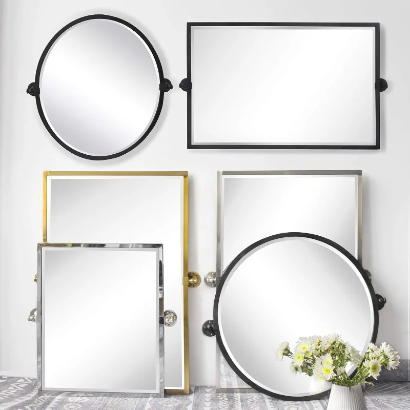 2025 Black Metal Framed Recessed Bathroom Medicine Cabinet with Mirror Rectangle Beveled Vanity Mirrors for Wall 16 x 24 inches