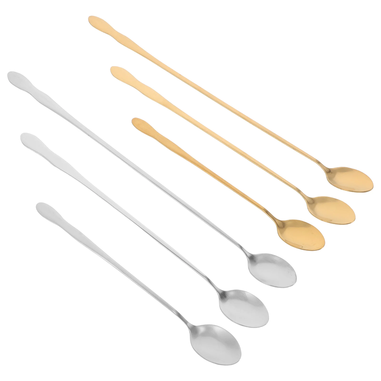 

6pcs Long Handle Seasoning Spoon Stainless Steel Kitchen Spoons Stirring Spoon for Coffee Soup MixingSpoonsCooking