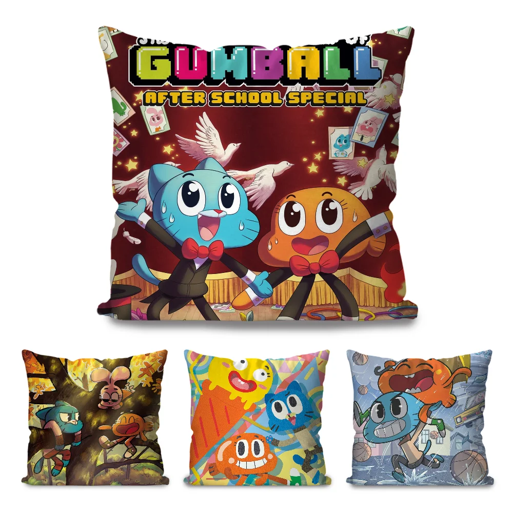 

Cartoon The A-Amazing Gumbal PillowCase Square Pillow Bedroom Sofa Leisure Comfort Cushion Car Living Room Home Decoration 40X40