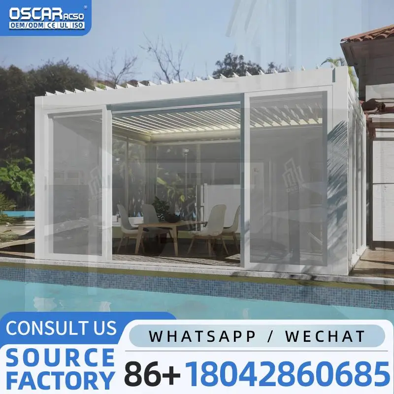 Moderno Automatico Con Persiane Regolabili E Design Bioclimatico Ideale Per Giardini Patios Balconi Simili Al Patio Gazebo E-image
