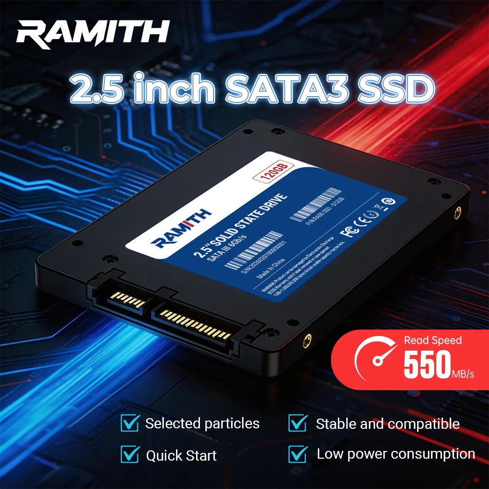 

Внутренний твердотельный накопитель RAMITH 2.5" SATA3 SSD 120GB 128GB 240GB 256GB 512GB 1TB SATA 3, 1TB 500GB, для настольных ПК и ноутбуков