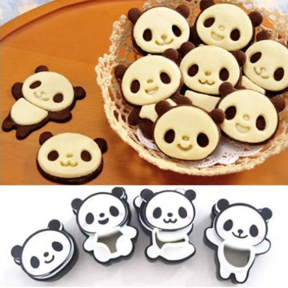 Panda Cookie Mold Set 4pcs – Eco-Friendly Food-Grade Silicone for Fondant, Chocolate, Candy, Ice Cubes & Jelly