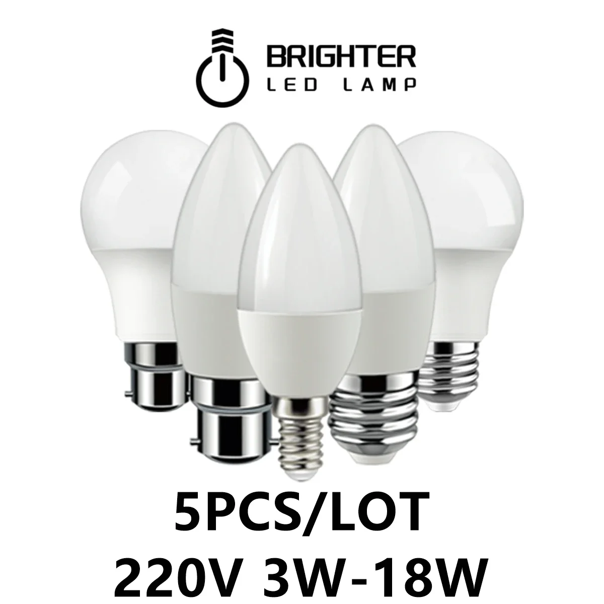 

5PCS LED candle bulb bulb lamp 220V E14 B22 E27 3W 15W 18W high lumen warm white light is suitable for kitchen study toilet