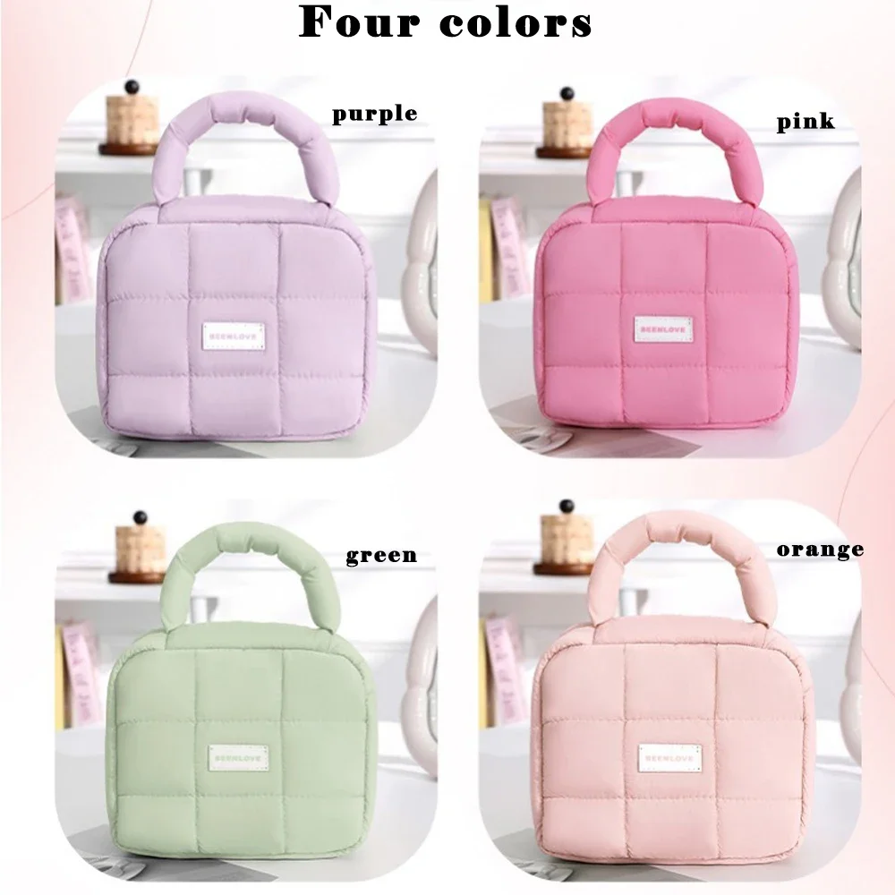 حقيبة تخزين مكياج قطنية جديدة بلون الحلوى حقيبة تخزين مربعة الشكل ذات سعة كبيرة حقيبة أدوات الزينة للسفر والمكياج #5