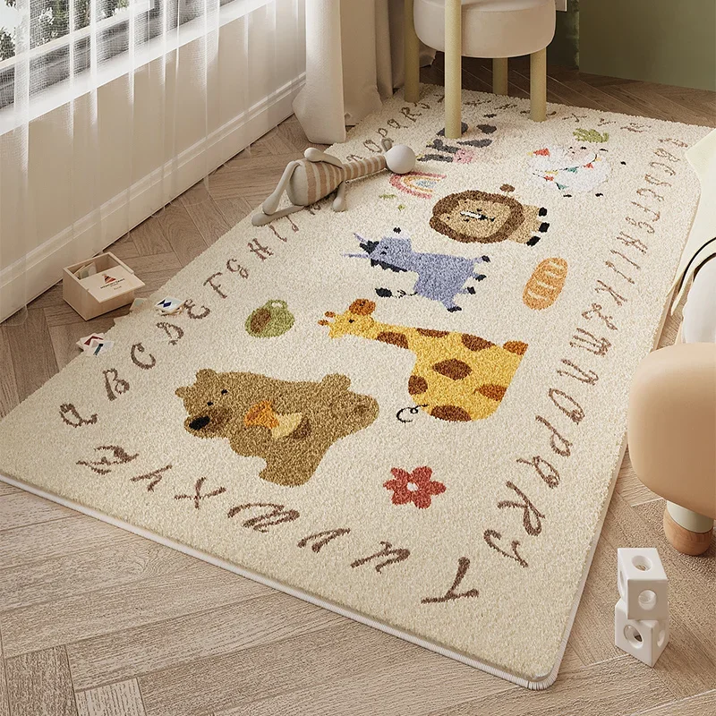 Children Cartoon Large Area Living Room Carpet Bedroom Bedside Non Slip Stain Resistant Carpets Room Bed Under Bed Front Rug