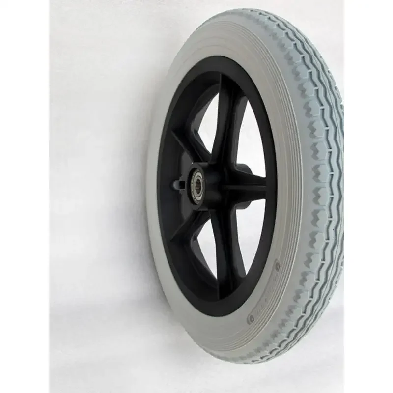 1 Pcs-12 Inch Solid Elastic PU Wheelchair Tires with Reinforced Aluminum Core 350lbs Capacity for Travel Wheelchairs