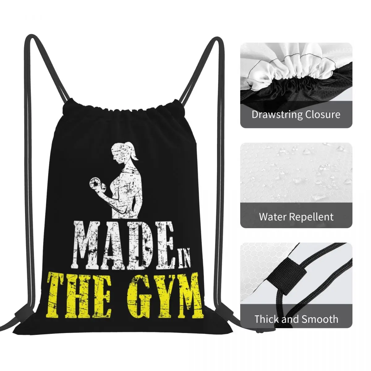 Made In The Gym For Women Bodybuilders Backpacks Fashion Portable Drawstring Bags Sports Bag Book Bags For Travel School