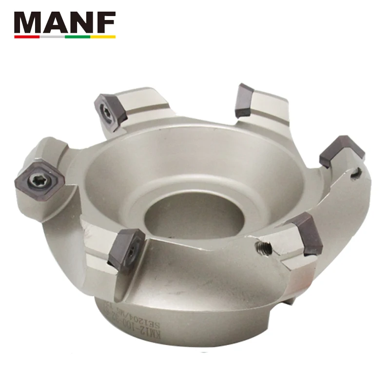 MANF Face Milling Cutters KM12-50/63/80/100/125/160/200/250 45 Degree Indexable Face End mill High Efficiency For SEHT1204