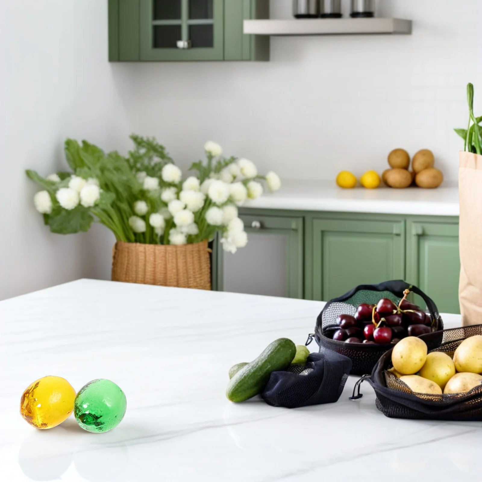 2Pcs Glass Lemon Statue Artificial Fruit Decor Kitchen Table Centerpiece Dining Room Home Office Decorative Lemon Ornaments - Image 5