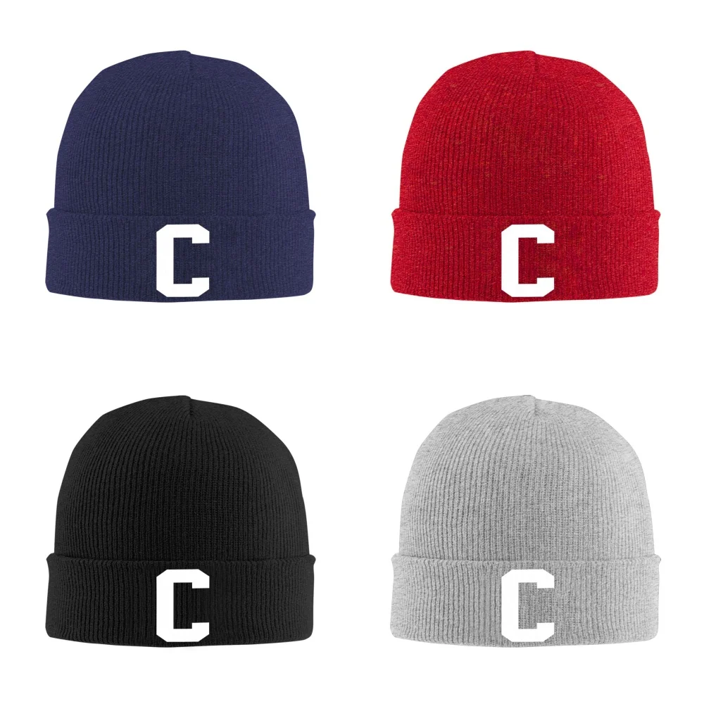 New Fashion C Letter Unisex Knitted Hat Outdoor Warm Men Solid Color Crimping Skullies Beanie Cap Hip Hop Ski Caps