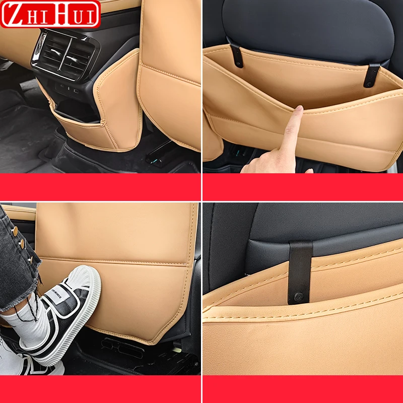 For Geely Atlas 2nd Gen Starray 2024 Car PU Leather Anti Kick Mat Pad Anti-kick Protector Mats Seat Back Protector Accessories