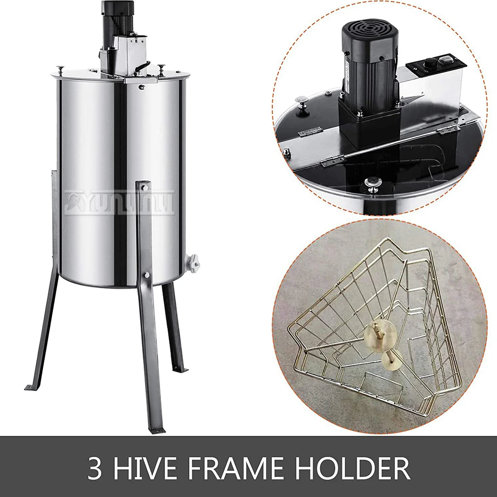 Stainless Steel Honey Extractor 3 Frames Electric Honey Shaker with Tripod Bee Beehive Equipment