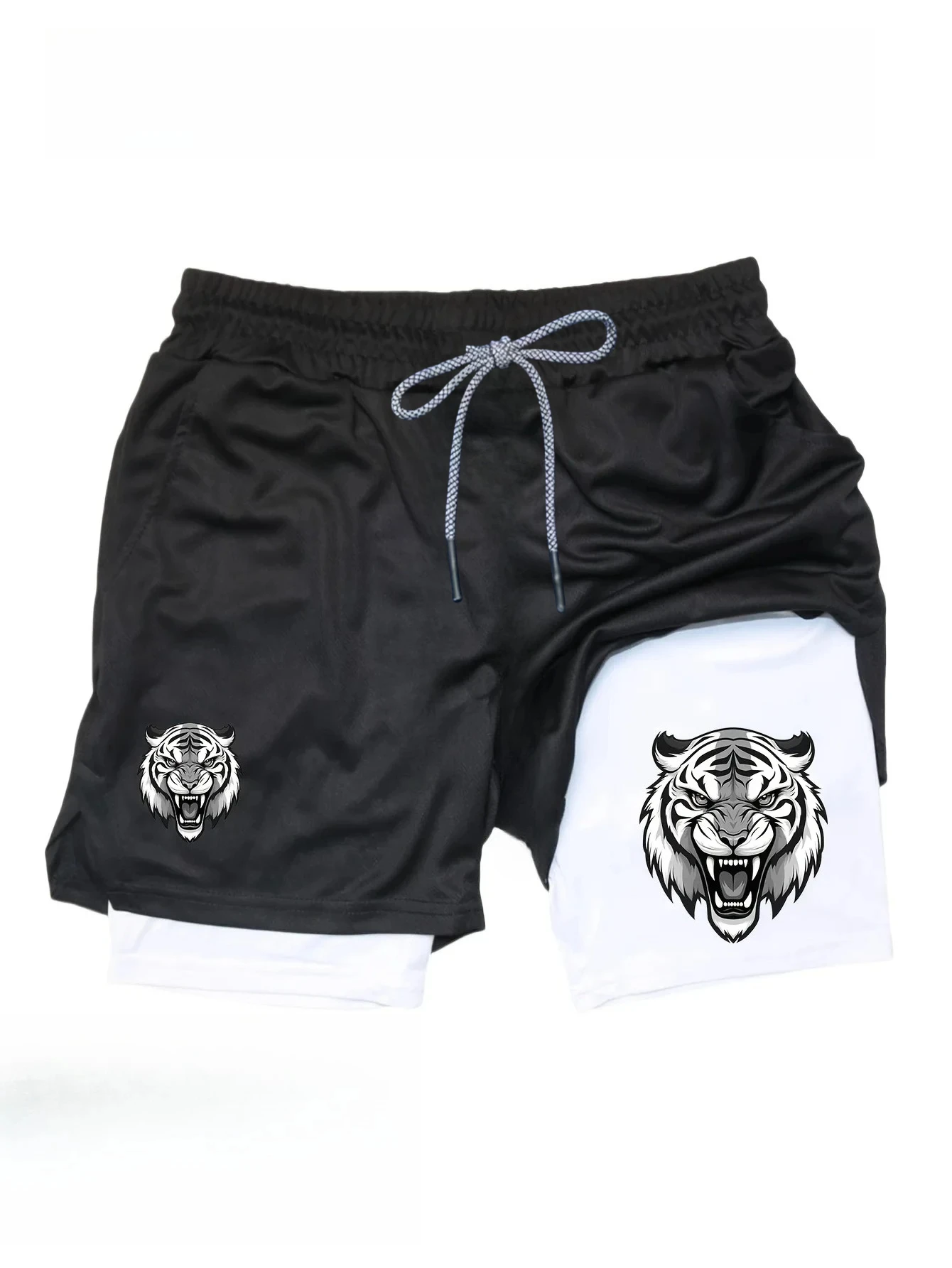 

2026 new spring/summer multifunctional men's sports shorts 2-in-1, quick drying running shorts, gym double-layer men's shorts