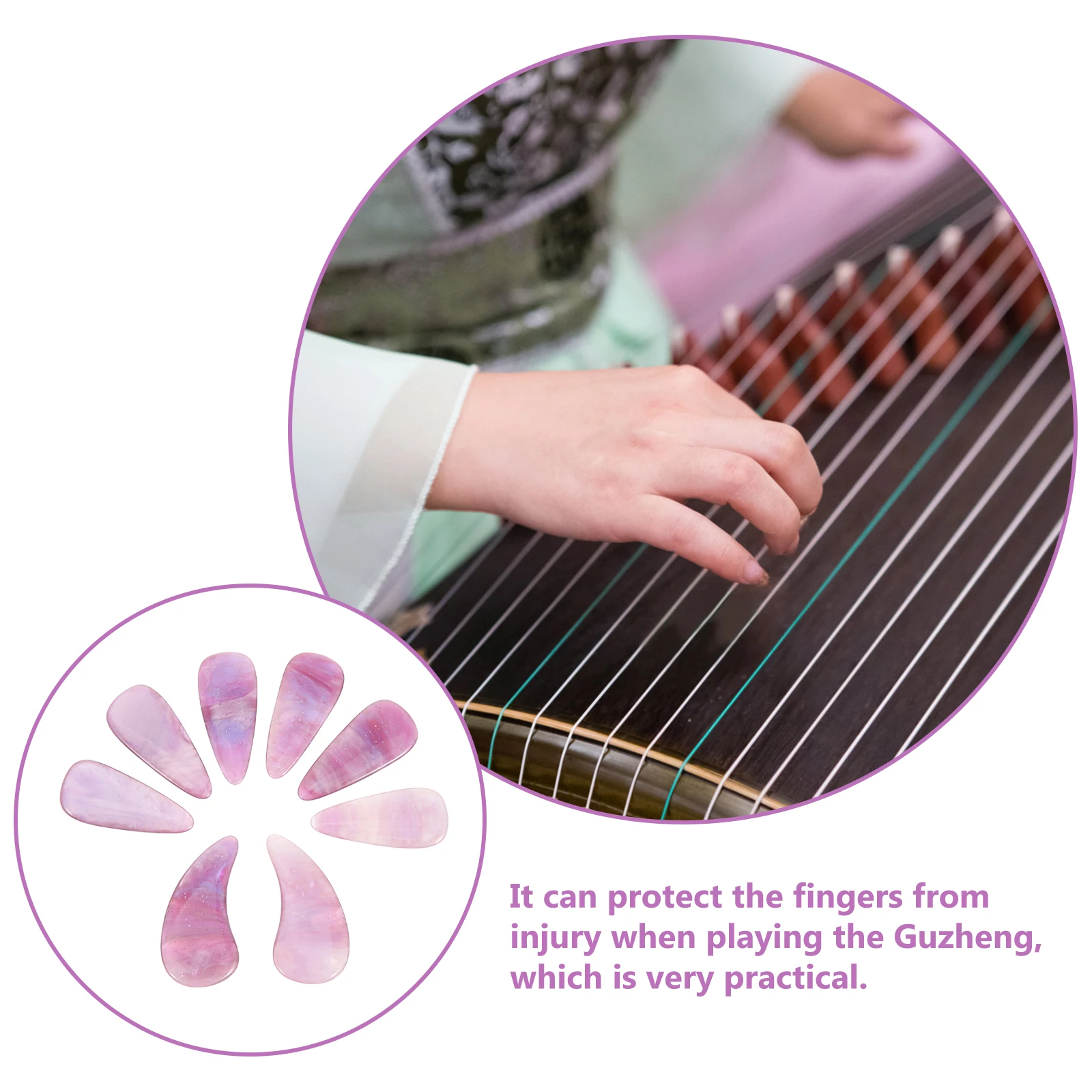 

8 Pcs Play Grade Guzheng Practice Finger Shield Synthetic Fiber Accessory