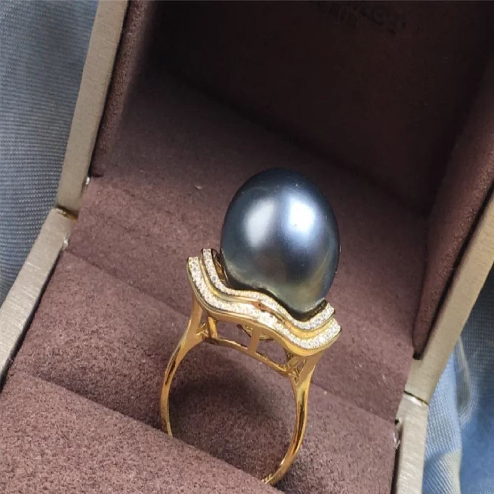 Beautiful pearl AAA11-12mm large ring with versatile temperament and fashionable precision ring 925s