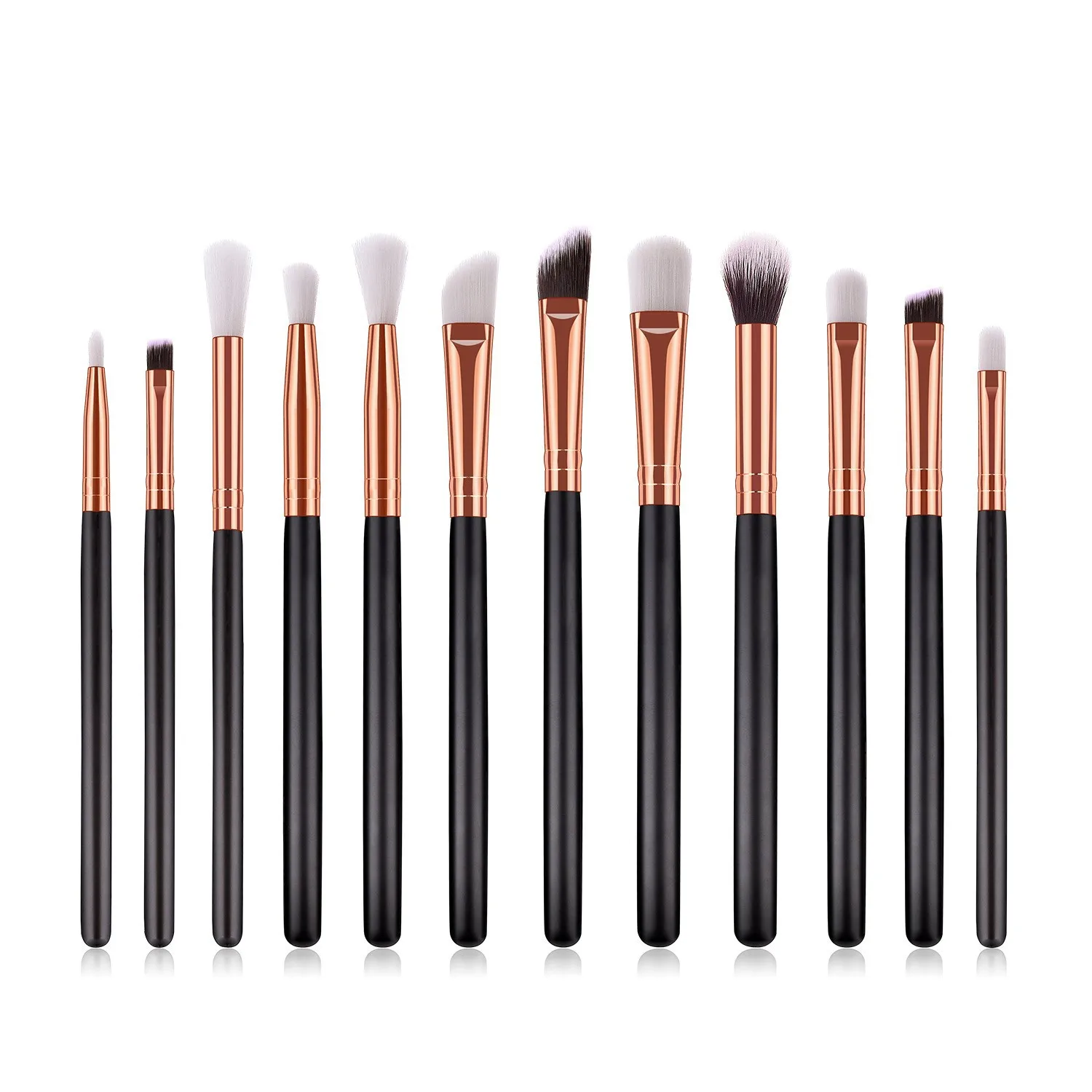 12-delige professionele ogen make-up kwasten set houten handvat oogschaduw wenkbrauw eyeliner mengpoeder smudge borstel