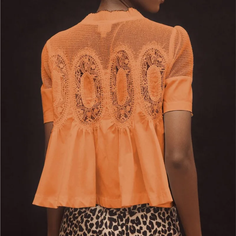 2026 Fashion Lace Blouses Summer New Boho O Neck Embroidered Mesh Solid Loose Skirt Short-sleeve Tops Women Shirt Streetwear