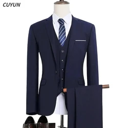 Men Wedding Suits Elegant 3 Pieces 2 Full Set Classic Jackets Vest Pants Luxury High Quality Blazers 2024 Formal Adult Costumes