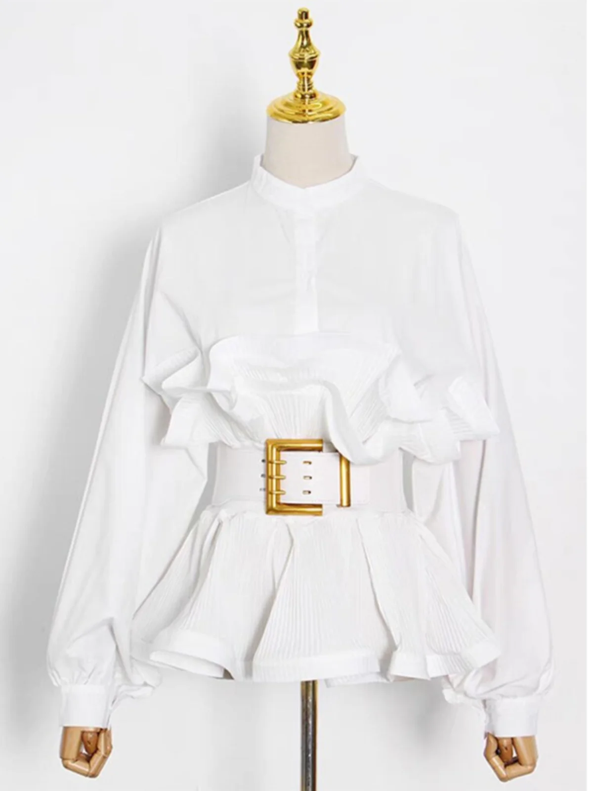 

Женский топ Ele с рукавами-фонариками, утягивающий талию, с кружевной отделкой, оригинальный дизайн, весенняя новинка