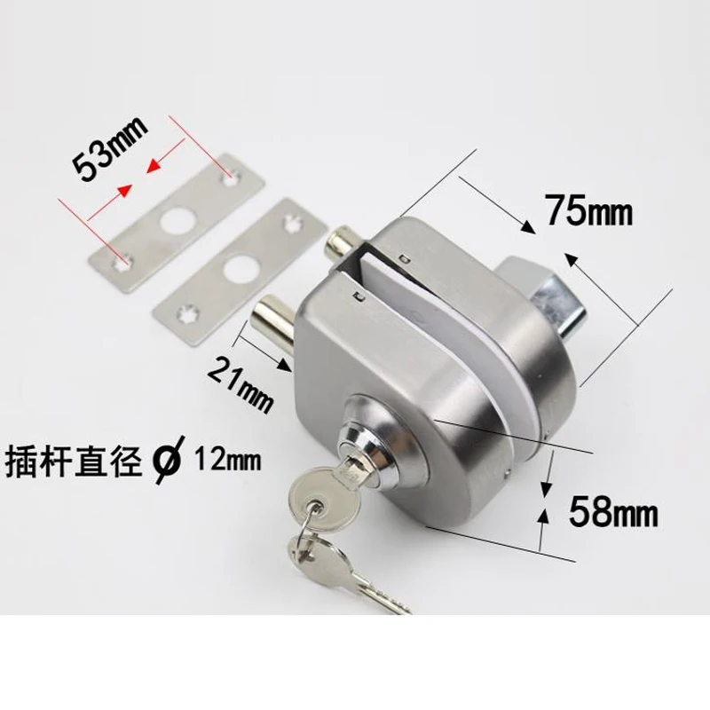 High Quality Stainless Steel Entry Gate 10-12mm Glass Swing Push Door Lock Locks W Key Single Side Key Lock Box