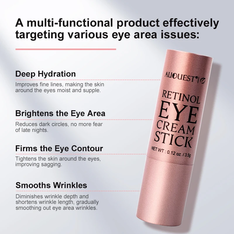 Anti Dark Circles Retinol Eye Cream Stick Eye Bags Remover Anti-Wrinkle Anti-Puffiness Reduces Fine Lines Skin Eye Care