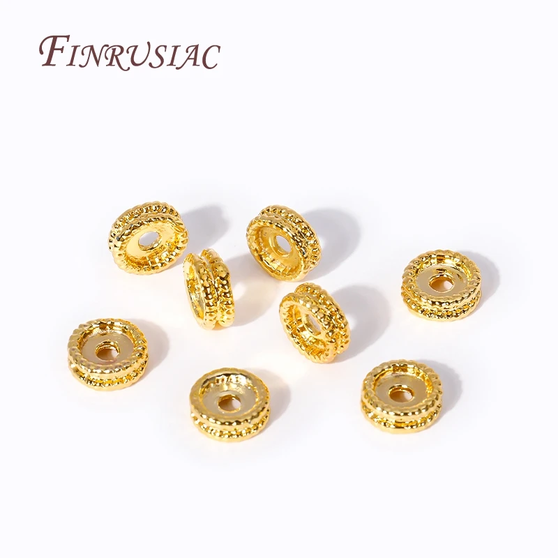 7X3MM Metal Beads Jewelry Making Supplies DIY Bracelet Accessories 18K Gold Plated Round Wheel Shape Spacer Beads