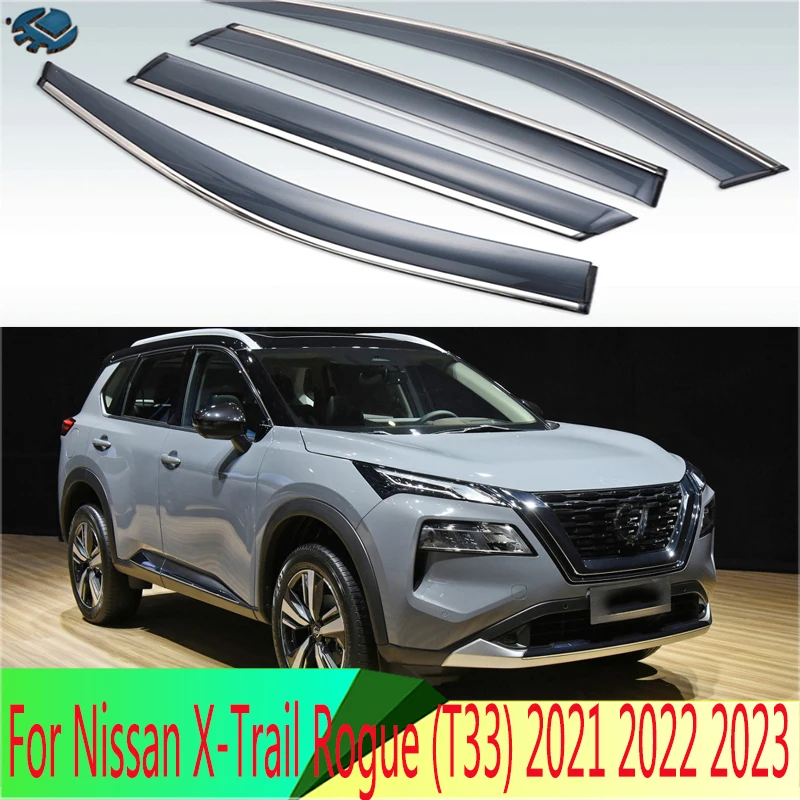 

For Nissan X-Trail Rogue (T33) 2021 2022 2023 Exterior Visor Vent Shades Window Sun Rain Guard Deflector 4pcs