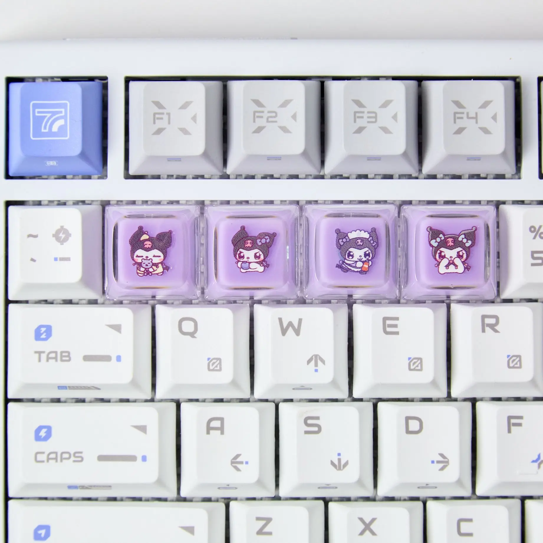 4 teclas kuromi transparente keycap personalizado dos desenhos animados diy kawaii keycaps para cereja mx switch teclado mecânico