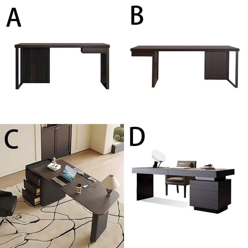 Modern simple all-solid wood desk, book chair, computer desk, black walnut study, home desk, computer desk