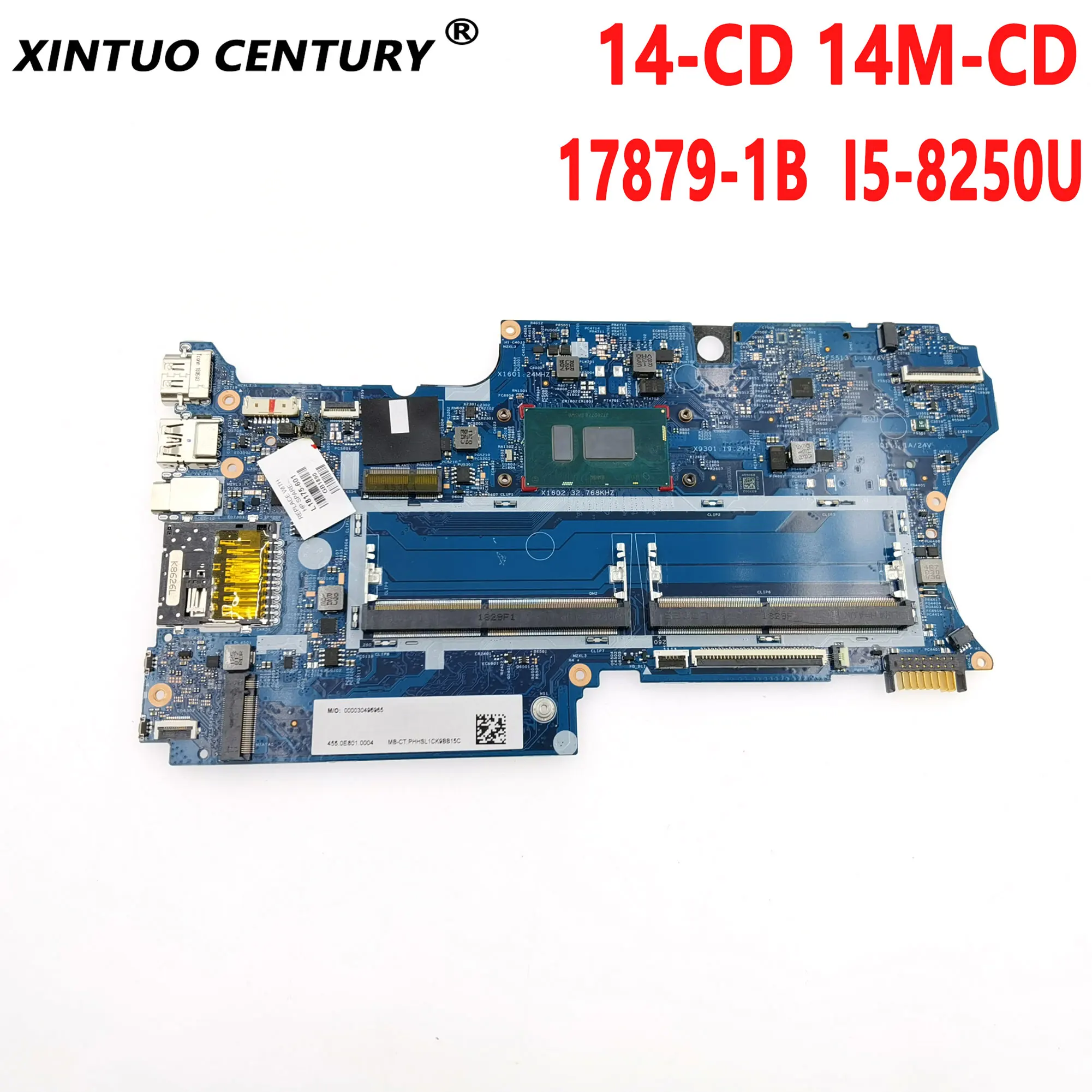 L18163-601 for HP Pavilion x360 14-CD 14M-CD Laptop Motherboard 17879-1B with SR3LA I5-8250U CPU 448.0E808.001B DDR4 100% TestED